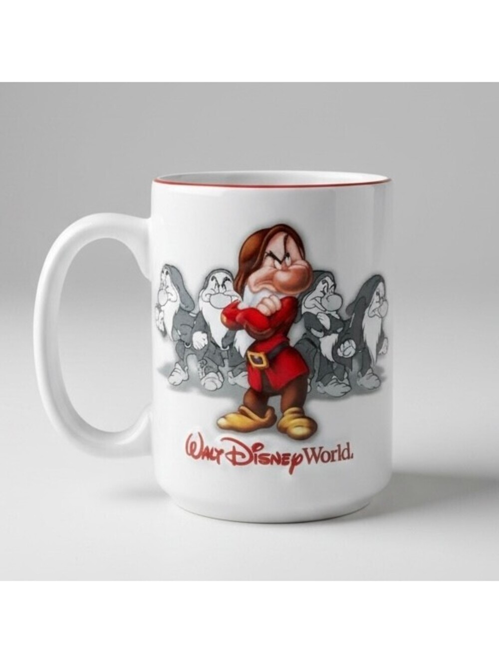 Disney Parks Grumpy Seven Dwarfs Large Coffee Mug Walt Disney World Red 5"